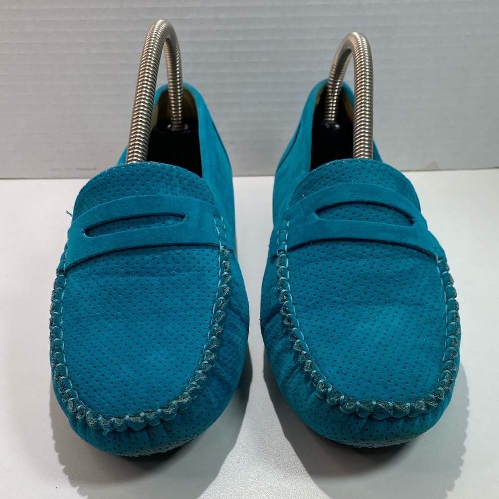 Pierre Dumas Turquoise Blue Suede Penny Loafers Women’s 8 - Picture 6 of 14